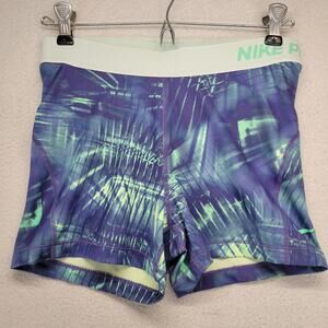 Nike Pro DriFit Compression Shorts Womens Medium Green Blue Green Running Track